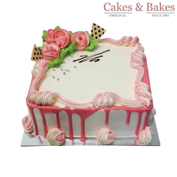 Square Pink Glazy Cake
