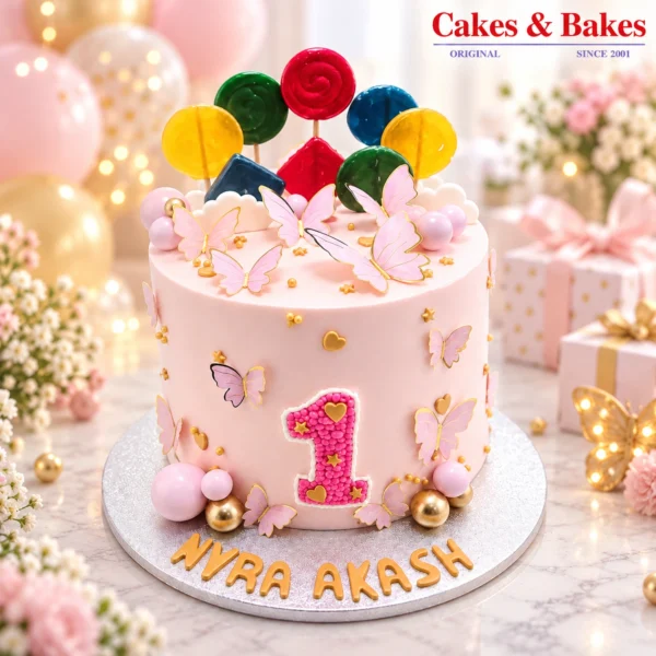 Balloon First Birthday Cake