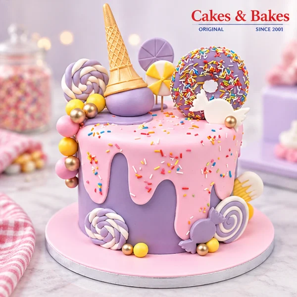 Pink Donut Birthday Cake