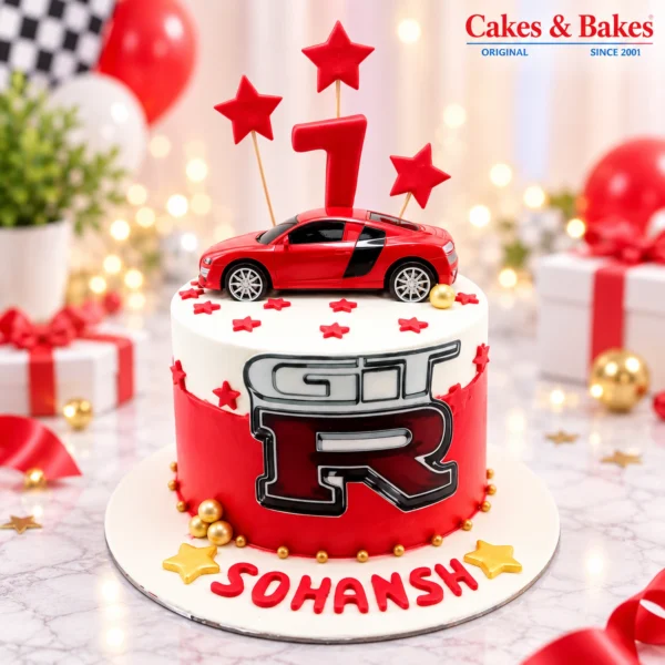 Red Car First Birthday Cake