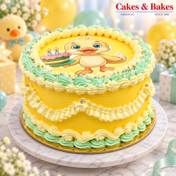 Yellow Cartoon Birthday Cake